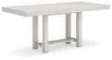 Signature Design by Ashley Robbinsdale Farmhouse Distressed Counter Height Dining Extension Table with Trestle Base, Planked Effect and 2 Removable End Leaves, White Signature Design by Ashley