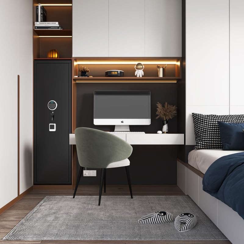 8-12 Fingerprint Gun Safe for Rifles and Pistols,No Assembly Required,Gun Safes for Rifle and Password Lock, Gun Cabinet for Home with Adjustable Shelves Metallitrend