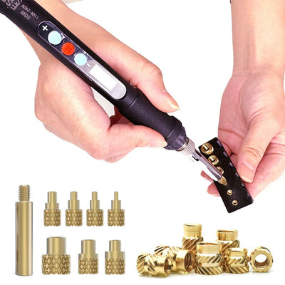 60W Digital Soldering Iron Heat Set Insert Tool with Heat Set Insert Tips and 100 Pcs M3x4x4.2 Threaded Inserts …