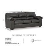 Signature Design by Ashley Bladen Faux Leather Sofa, Gray Signature Design by Ashley