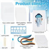 WEBEEDY 20 Sets Paper Quilling Kit for Adult DIY Sea Animals Themes Greeting Card Making Kit with Instruction 5 Styles Animal Polar Bear,Sea Turtle,Whale,Penguin,Jellyfish Cards for Birthday Christmas WEBEEDY