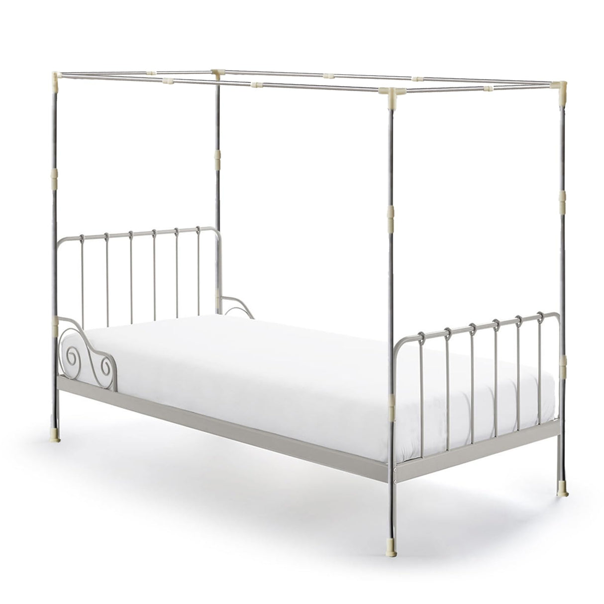 RAREFTI Canopy Bed Frame Twin Size Adjustable Bed Canopy Post Poles, Stainless Steel Bed Canopy Frame Poles for Four Corner Bed Platform Bed Bunk Bed, Silver(Canopy Frame Only) RAREFTI