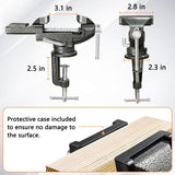 COLCUT Table Vise 3.1 Inch, 360° Home Vise Portable Bench Clamp, Clamp-on Vise Bench Clamps Fixed Tool for Woodworking, Metalworking, Cutting Conduit, Drilling, SawingTable COLCUT