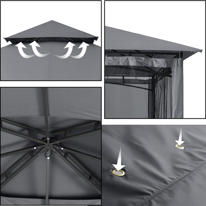 ABCCANOPY Gazebos for Patios 10x10 - Outdoor Steel Frame Gazebo with Mosquito Netting for Lawn Backyard Garden Deck (Dark Gray)