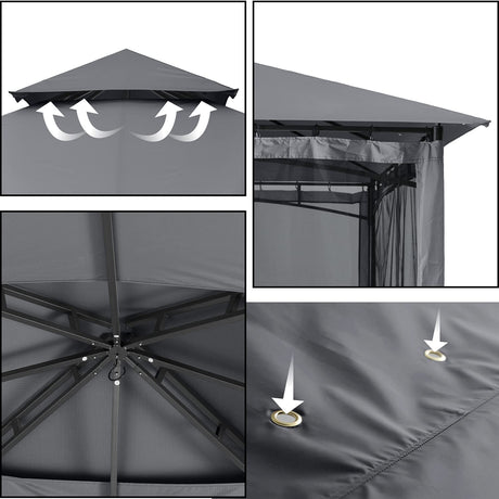 ABCCANOPY Gazebos for Patios 10x12 - Outdoor Steel Frame Gazebo with Mosquito Netting for Lawn Backyard Garden Deck (Dark Gray) ABCCANOPY