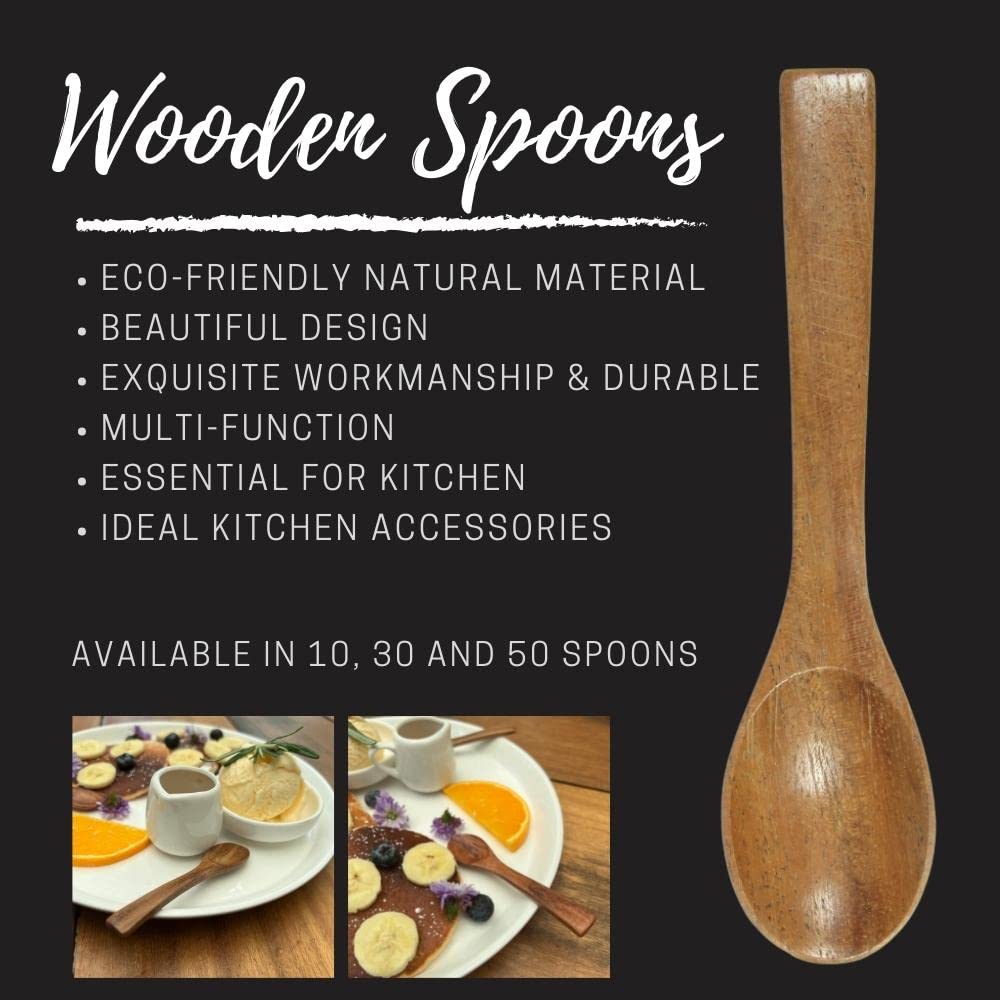 NUTTA - Small Wooden Spoons For Cooking, Condiments Honey Seasonings Pepper Sugar Salt Tea Coffee Ice-cream (10 Pieces) NUTTA