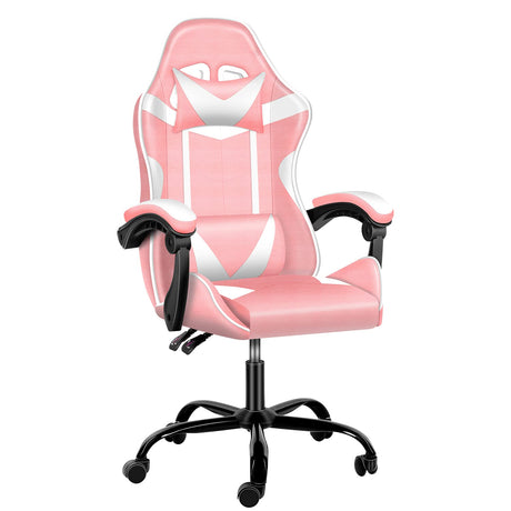 Pink Gaming Chair, Big and Tall Gamer Chair, Racing Style Adjustable Swivel Office Chair, Ergonomic Video Game Chairs with Headrest and Lumbar Support Simple Deluxe