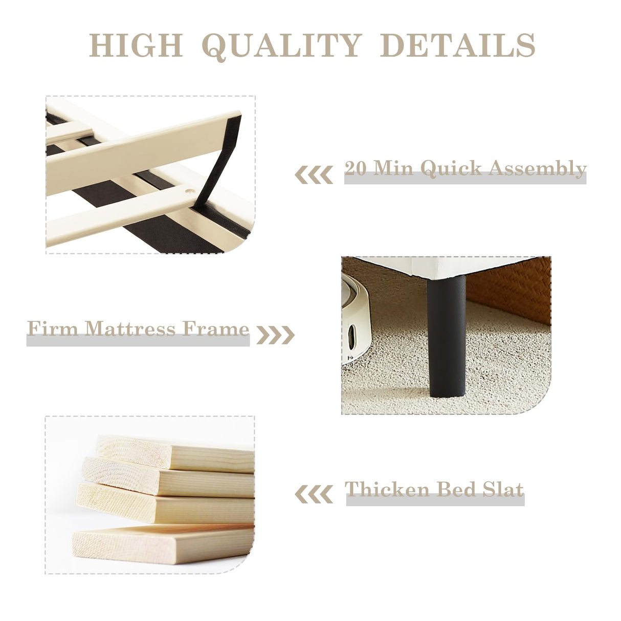 Flolinda Twin Bed Frame with Velvet Headboard, Wooden Slat Support Extend Mattress Life, Modern Upholstered Platform Bed Frame No Box Spring Needed, Easy Assembly, Cream White Flolinda