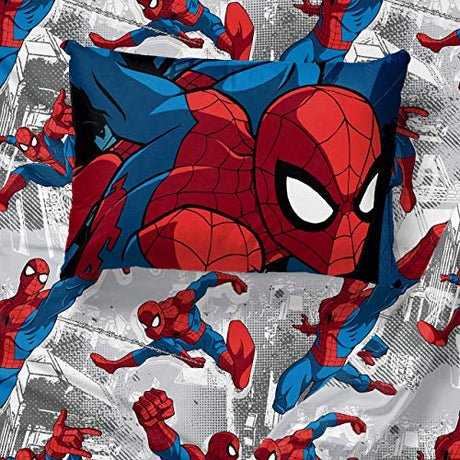 Jay Franco Marvel Spiderman Burst 4 Piece Twin Bed Set - Includes Reversible Comforter & Sheet Set - Bedding - Super Soft Fade Resistant Microfiber - (Official Marvel Product) Jay Franco