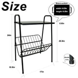 Jbikao End Table, Metal Nightstand, Record Player Table with Magazine Holder, Record Player Stand with Storage, Side Table for Living Room, Bedroom for Small Spaces, Black Jbikao