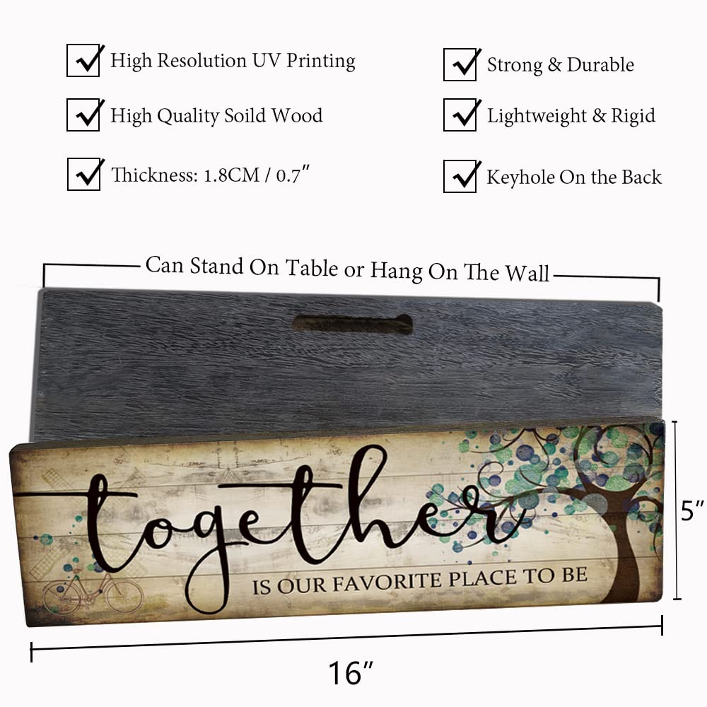 Family Wall Art Decor Inspirational Quotes Wall Hanging Sign-Together is Our Favorite Place to Be-Motivational Home Wall Art Decor Wood Plaque Sign 16"x5" SAC SMARTEN ARTS