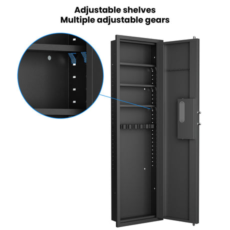 Gareinwuds 53" in-Wall Hidden 5-6 Gun Safe | Fingerprint Touch Panel Lock Quick Access | Adjustable Shelves & Gun Stock | Heavy Duty Steel Security Cabinet | Firearm Valuables Storage Gareinwuds
