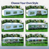 10x30ft Outdoor Tents Party Wedding Canopy Tent, White Canopy Tent Large Canopy Tents for Parties, Outdoor Patio Garden Gazebo Canopy Tents with 8 Removable Sidewalls for Backyard Events SEALAMB