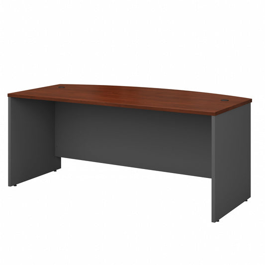 Bush Business Furniture Series C 72W Bow Front Office Desk in Hansen Cherry, Large Computer Table for Home and Professional Workplace - WoodArtSupply