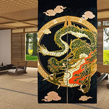 LIGICKY Japanese Noren Curtain Japanese Style Doorway Curtain Panel Traditional Chinese Dragon Flying on the Cloud Printed Door Tapestry Room Divider Curtains for Kitchen Sushi, 33.5" Width x 59" Long LIGICKY