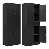 BESFUR Metal Cabinet, Garage Storage Cabinet with Drawer and Adjustable Shelves for Garage, Office, School - Black BESFUR