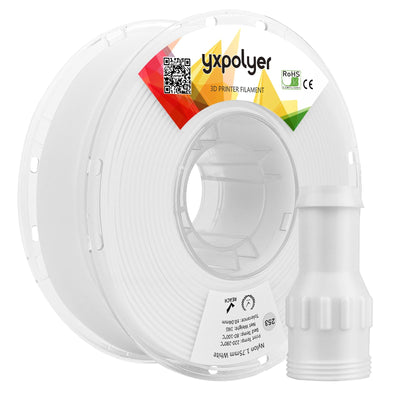 YXPOLYER 3D Printer Filament Nylon Filament PA6 2.2 lbs 1kg White Nylon with Heat-Resistant AMS-Compatible Spool, 3D Printing Filament Easy PA 1.75mm