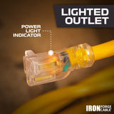 Iron Forge Cable 10 Gauge Extension Cord 75 ft, 10/3 Heavy Duty Extension Cord Outdoor 3 Prong, Weatherproof Yellow Power Cable 15 AMP Great for Major Appliances, US Veteran Owned IRON FORGE CABLE