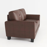 Familymill 62'' Genuine Leather Loveseat Couch, Classic 2-seat Sofa with Padded Seat Cushion for Living Room (Honey Brown, Loveseat) Familymill