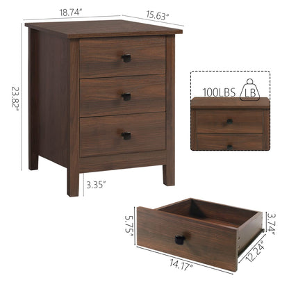 LTMEUTY Set of 2 Nightstands for Bedroom - Wood Nightstand Set with Drawers, Bedside Table, Tall Night Stand with 3-Drawer & Open Cabinet, Brown Wood Grain - WoodArtSupply