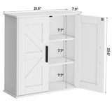 Homleke Bathroom Wall Cabinet, Over Toilet Storage Cabinet with Barn Doors and Adjustable Shelves, 3-Tier Medicine Cabinet Wall Mounted, for Bathroom, Kitchen, Entryway, Laundry Room, White, (7.9" D) Homleke