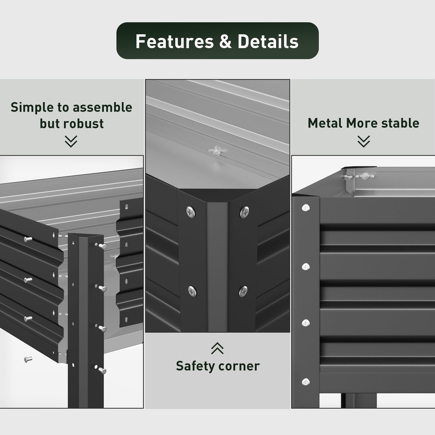 mestyl Galvanized Raised Garden Bed Outdoor for Vegetables Flowers Herb, Elevated Metal Planter with Legs, Metal Garden Box for Gardening Backyard, Easy Assembly, 48x24x32in, Black