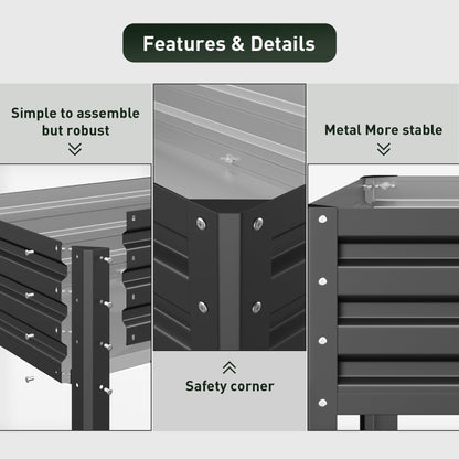 mestyl Galvanized Raised Garden Bed Outdoor for Vegetables Flowers Herb, Elevated Metal Planter with Legs, Metal Garden Box for Gardening Backyard, Easy Assembly, 48x24x32in, Black