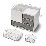QIYVLOS Desk Organizer with 3 Drawer, Multi-Functional Pencil Pen Holder for Desk, Desk Organizers and Storage with 8 Compartments, Desktop Organizer for Office Home Art Supplies (White) QIYVLOS