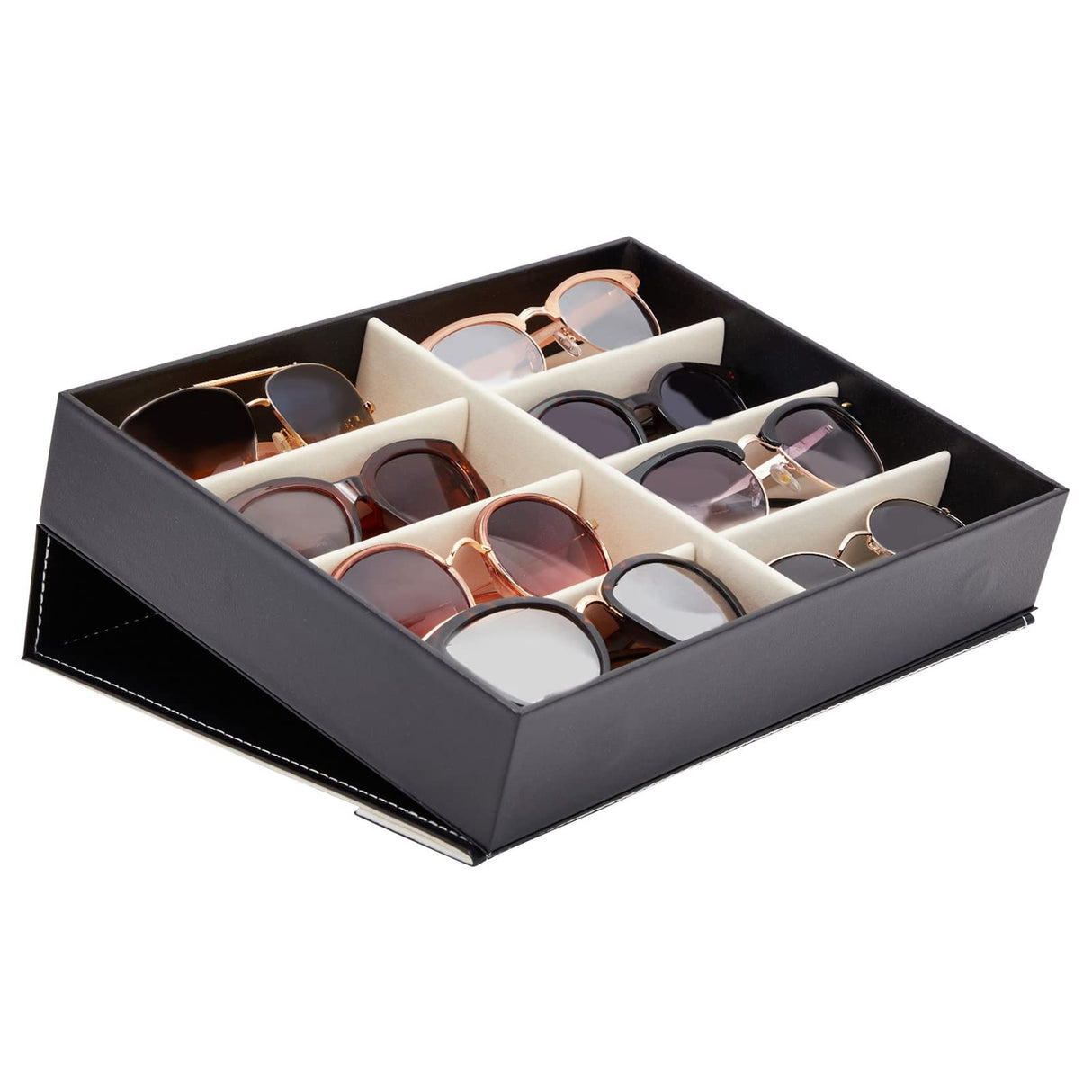 Juvale 8 Slot Sunglasses Organizer Storage, Eyeglasses Holder for Home – Multiple Glasses Display Case (12.7x9.8 in) Juvale