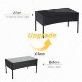 PAIQIAN Patio Furniture Set,4 Piece Garden Conversation Set, Outdoor Wicker Rattan Table and Chairs, Black Patio Set, Sectional Sofa with Thick Cushion for Garden, Yard, or Porch (Black/Beige) PAIQIAN