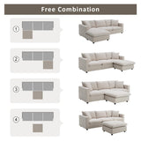 Tmsan 100.4" Beige Cloud Couches for Home Living Room Sofa Set, Modern L Shaped Sectional Couch with Convertible Ottoman, 4 Seater Comfy Polyester Fabric Modular Sofa for Apartment Bedroom Office Tmsan