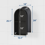 Qeke Stainless Steel Shower Niche 12" X 24", No Tile Needed Arched Niche Double Shelves, Recessed Shower Shelf Arched for Shower Wall, Matte Black Qeke