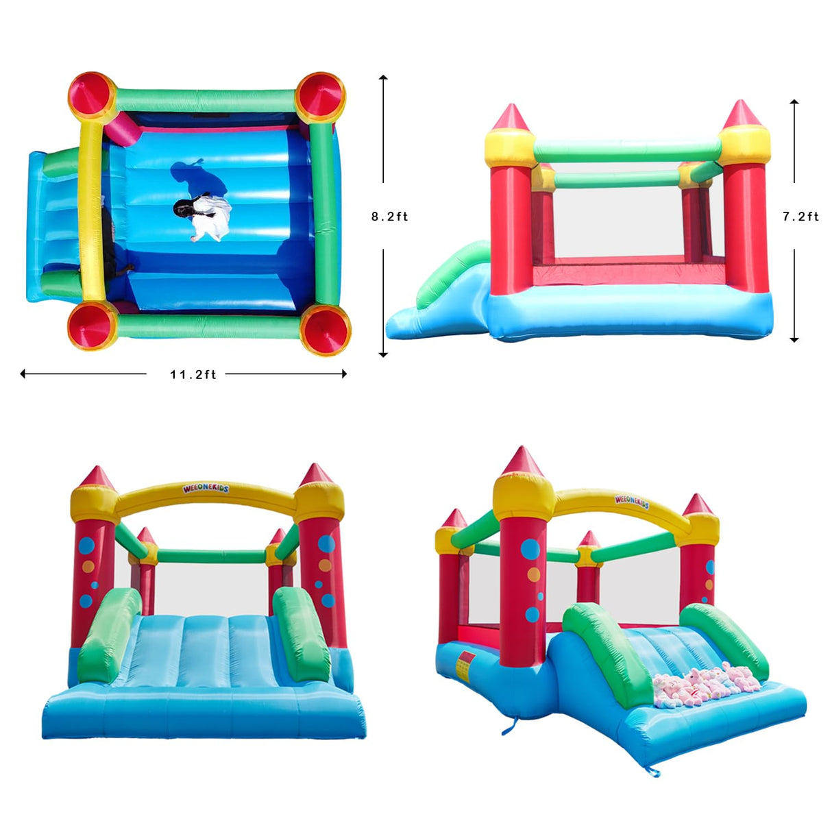 WeeOneKids Air Bounce House, Inflatable Bouncer with Air Blower and Slide, Jumping Family Backyard Bouncy Castle with Extra Thick Material weeonekids