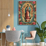 5D DIY Diamond Art Painting Virgin Mary Full Round Drill Embroidery for Wall Decoration 12X16 inches WoodArtSupply