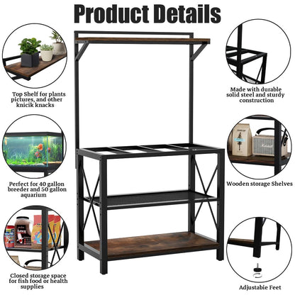 40-50 Gallon Fish Tank Stand, 36.6" x 18.5" Metal Aquarium Stand with Plant Shelf, 4-Shelf Fish Tank Stand for Fish Tank Accessories Storage fits Aquarium,Turtle Tank, or Reptile Terrariums, Tank not Included