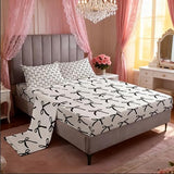 Cartoon Bowknot Kids Sheet King Size,Bow Tie Geometric Patchwork Modern Bedding Set,Girls Women Room Decor,Bow Butterfly Knot Black White Simple Bed Sheet Set 4pcs(Fitted + Flat + 2 Pillowcases) Manfei