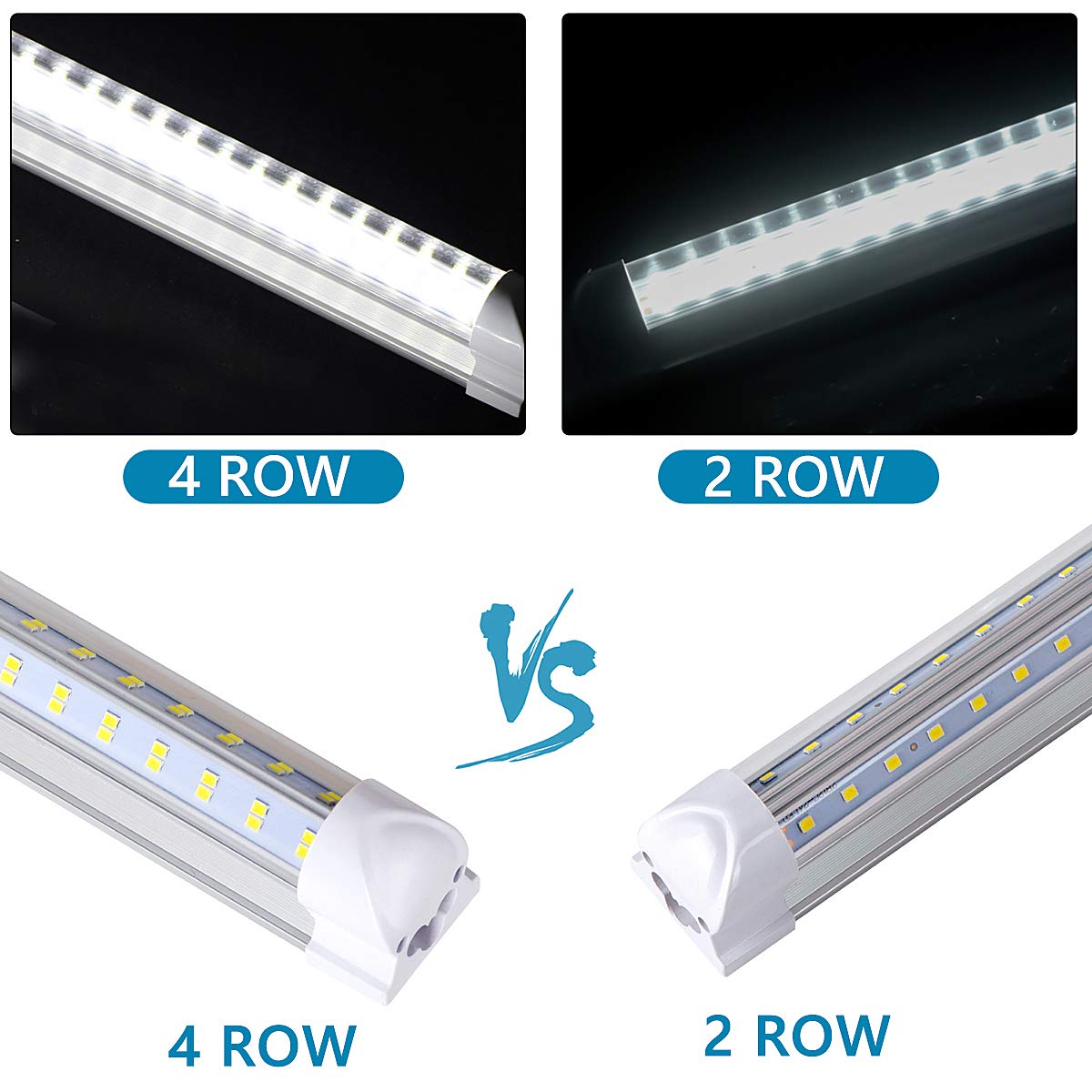 TOPTRONED (10-Pack) 8ft LED Shop Light Fixture,V Shape 100W 18500LM 5000K (Daylight White),8 Foot, 96'' T8 Integrated LED Tube, Linkable Led Bulbs for Garage, Warehouse, Plug and Play, Clear Lens TOPTRONED