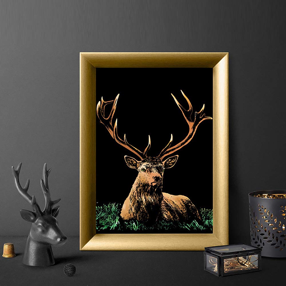 Scratch Art Paper(A4) for Kids & Adults, Rainbow Painting Night View Scratchboard, Art Craft, Crafts Set: 8 Sheets Scratch - Unicorn/Flamingo/Cat/Deer/Tiger/Leopard/Lion/Wolf & 6 Tools (Animal World) M MUGIT