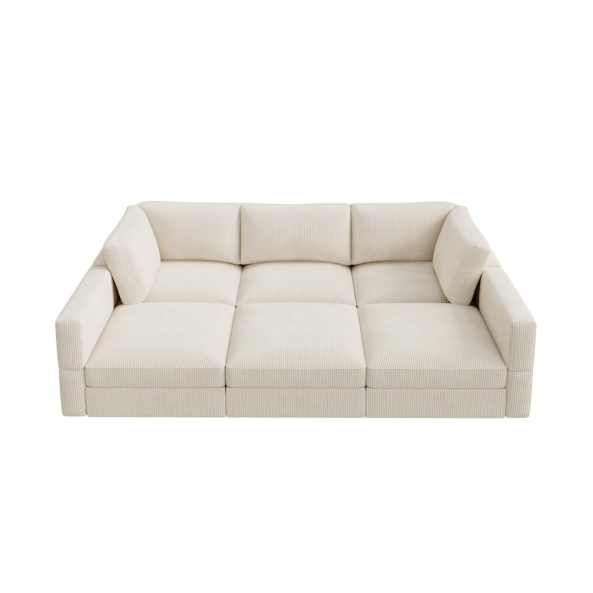 HONBAY Modular Sectional Sofa with Storage Corduroy Sectional Sleeper Sofa Modular Sectional Couches for Living Room,Beige HONBAY