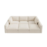 HONBAY Modular Sectional Sofa with Storage Corduroy Sectional Sleeper Sofa Modular Sectional Couches for Living Room,Beige HONBAY