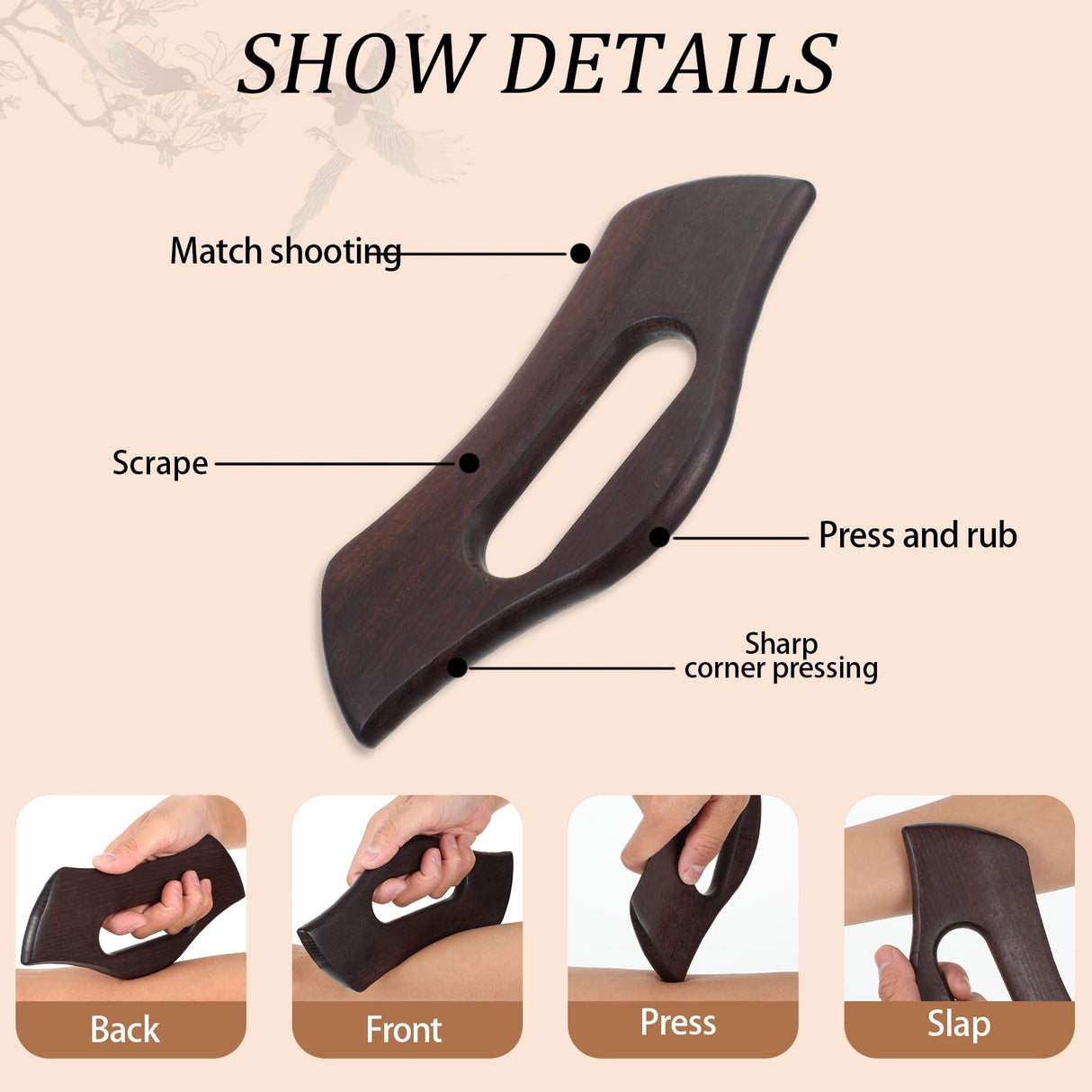 Nogeqi Wooden Lymphatic Drainage Massager, Wood Therapy Massage Tools, Body Gua Sha Tool, Manual Massage Scraper Tool, Muscle Scraper Tool for Anti Cellulite and Relieve Muscle Fatigue Nogeqi