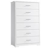 HITHOS Tall Dresser for Bedroom, White Dresser, Modern 6 Drawer Dresser for Closet, 31.5" Wide Wood Chest of Drawers, Vertical Dresser Chest Storage Cabinet for Living Room, Entryway, Hallway, White HITHOS