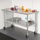 HARDURA Stainless Steel Table with Wheels 30 x 72 Inches Casters NSF Heavy Duty Commercial Prep Table with Undershelf and Galvanized Legs for Food Prep HARDURA Restaurant Equipment
