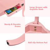 Costzon Kids Wooden Vanity Table & Stool Set, 2 in 1 Detachable Design with Dressing Table and Writing Desk, Princess Makeup Dressing Table with Two 180° Folding Mirror, for Girls, Kids (Pink) Costzon