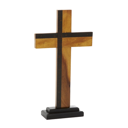 Deco 79 Brown Wood Modern Cross Sculpture, 18 x 10 x 4 Inches