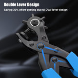 Diyife Professional Leather Hole Puncher, Full Set Punch Tool Kits for Belt, Watch Band, Shoe, Crafting, Handbag Straps, Fabric, with Extra Punch Plates and Ruler, Multi Hole Sizes Make - Blue Diyife