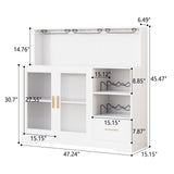 Wine Bar Cabinet with LED Light,with Wine and Glass Rack, Modern Kitchen Coffee Bar Cabinet with Storage, Buffet Sideboard with Drawers(White, Large) amzzar