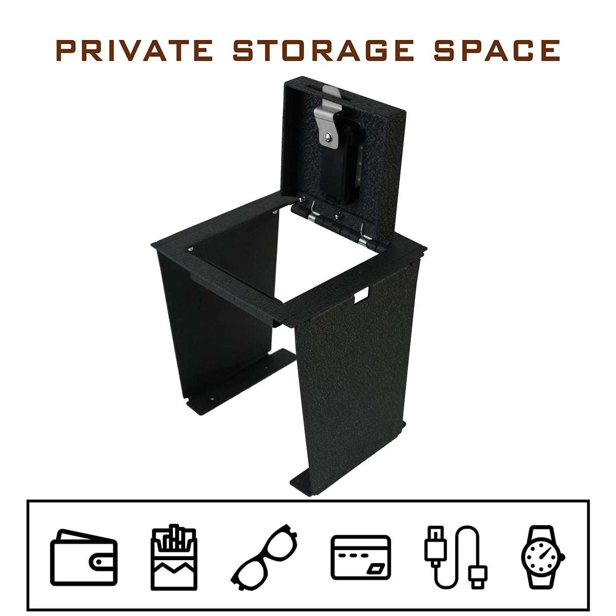 Center Console Gun Safe Vault - TuoJue Console Safe Lock Box Compatible with 2021-2025 Ford Bronco With Full Floor Console Model, with Superior Fingerprint Lock, Center Console Organizer TUOJUE