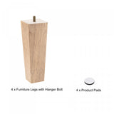 uxcell Furniture Legs, 7 Inch(180mm) Set of 4 Square Solid Wood Couch Legs Feet Chair Table Feet Sofa Support Replacement Parts, Light Brown uxcell