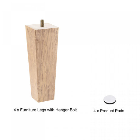uxcell Furniture Legs, 7 Inch(180mm) Set of 4 Square Solid Wood Couch Legs Feet Chair Table Feet Sofa Support Replacement Parts, Light Brown uxcell